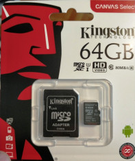 Card microsd 64 gb, Kingston cu adaptor SD, sigilat foto