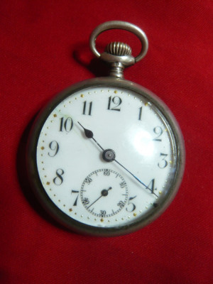 Ceas de buzunar ,capace argint 935 sterling Elvetia ,D.cadran=3cm,functioneaza foto