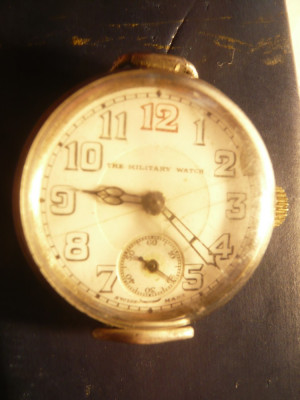 Ceas Military Watch ,carcasa argint 935 Elvetia ,inc.sec.XX Dcadran=3cm,colectie foto