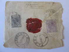Rar! Plic cu sigiliu cerat,,Primaria Communei Bucuresti&amp;#039;&amp;#039; 1899/2 timbre Carol I foto