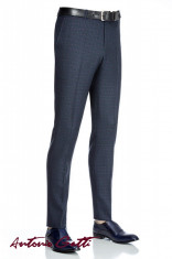 Pantaloni Barbati Bleumarin Slim Fit In Carouri PT1858 08 foto