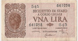 ITALIA BIGLIETTO DI STATO 1 LIRA 1944 VF