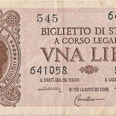 ITALIA BIGLIETTO DI STATO 1 LIRA 1944 VF