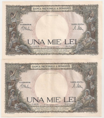 ROMANIA 2 X 1000 LEI 1941 AUNC CONSECUTIVE foto