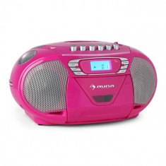 Auna KrissKross recorder de radio portabil CD MP3 USB roz foto