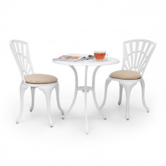 Blumfeldt Valletta 3 buc. BistroSet masa ?i 2 scaune pentru relaxare, dinaluminiu turnat sub presiune alb foto