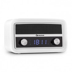 Auna Caprice WH, ceas retro cu radio, bluetooth, FM, USB, AUX, alb foto