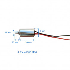 Motor DC Coreless de Mare Vitez&amp;amp;#259; 6 x 10 mm (45000 RPM la 4.5 V) foto
