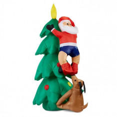 OneConcept SANTA ON TREE, Mo? Craciun gonflabil, 150 cm, compresor, iluminat cu 6 LED-uri foto