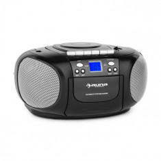 Auna Boom Boy Boom BoxGhetto Blaster FM ?i CD / MP3 player portabil ecran LCD casetofon rotund negru foto