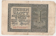 POLONIA 1 ZLOTY ZLOT 1941 U foto