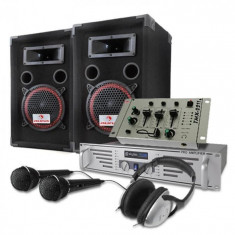 Electronic-Star Set DJ PA Boxe 1000W Amplificator Mixer Ca?ti cu microfon foto