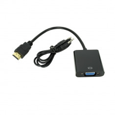 Convertor de la HDMI la VGA Negru cu Suport Audio foto