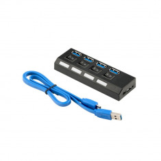 HUB USB 3.0 cu 4 porturi - Negru foto