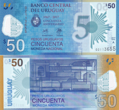 Uruguay 50 Pesos 2017 Polimer Comemorativa UNC foto