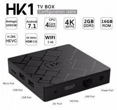 HK1 SMART TV BOX Android 7.1 2GB 16GB Amalogic S905W Quad Core Set TV foto