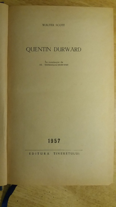 myh 543 - QUENTIN DURWARD - WALTER SCOTT - ED 1957