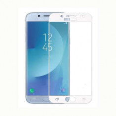 Geam Folie Sticla Protectie Display Samsung Galaxy J7 J730 2017 Acoperire Completa Alb 4D foto