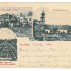 4081 - TEIUS, Alba, Railway, Market, Romania, Litho - old postcard - used - 1907