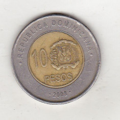 bnk mnd Republica Dominicana 10 pesos 2008 , personalitati , bimetal