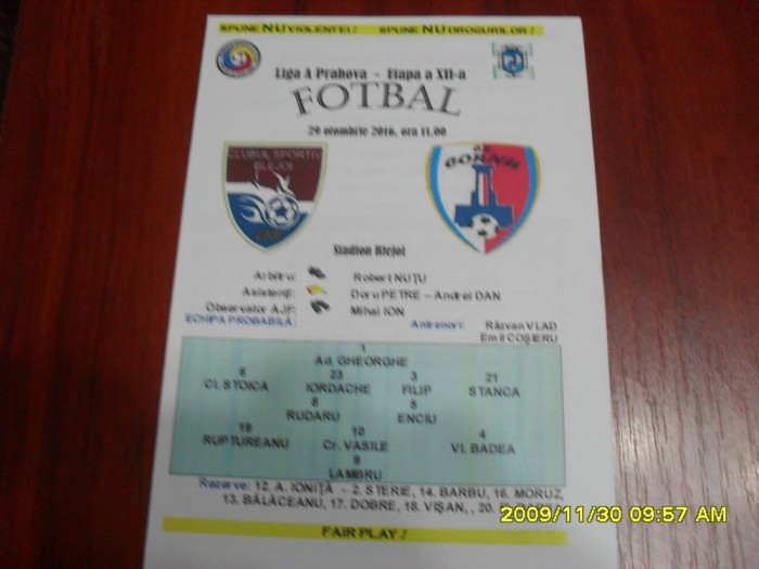 program CS Blejoi - CS Cornu