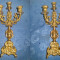 Set 2 Sfesnice stil Baroc 5 brate bronz aurit cu dragoni, scoici baroc.
