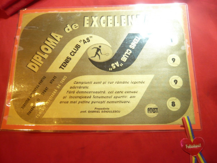 Diploma de Excelenta- Tenis Club - AS 1995 ,plastifiata