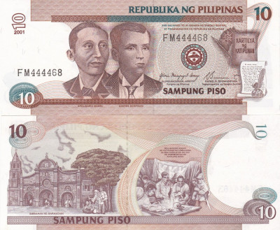 Filipine 10 Piso 2001 UNC foto