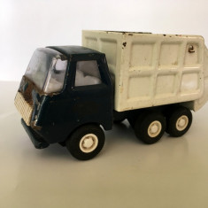 Masinuta camion de gunoi, veche, metal/tabla marca TONKA, 14x5x7cm, veche
