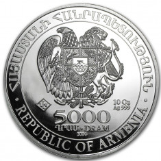 LINGOU - ARGINT 999 - NOAH&amp;#039;S ARK - 5000 DRAM -Rep.of Armenia - 312gr. -3.3lei/gr foto