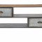Comoda TV din lemn de brad si metal cu 2 sertare Illinois Grey / Natural, l120,5xA40xH61 cm