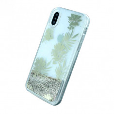 Husa iPhone X/Xs Guess Liquid Glitter Palm Spring Auriu foto