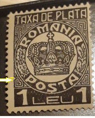 Eroare Romania TAXA DE PLATA ,1947, ROMANIA, EROARE CHENAR SPART STANGA foto