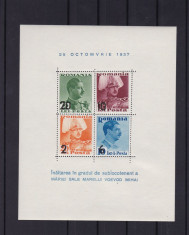 ROMANIA 1937 LP 122 INALTAREA IN GRAD VOIEVOD MIHAI BLOC MNH foto