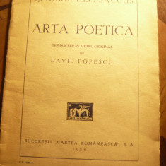 Q. Horatius Flaccus - Arta Poetica -Ed. Cartea Rom 1936, trad.D.Popescu 28 pag.