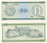 Cuba 20 Pesos Exchange Cerificate Seria B UNC