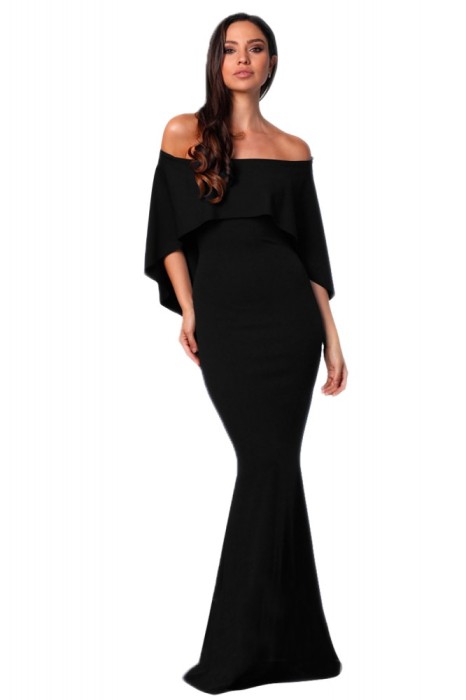 M629-1 Rochie eleganta bodycon cu voal stil capa atasat M629-1 Rochie eleganta bodycon cu voal stil capa atasat