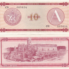 Cuba 10 Pesos Exchange Cerificate Seria A UNC