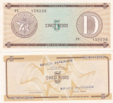 Cuba 5 Pesos Exchange Cerificate Seria D UNC