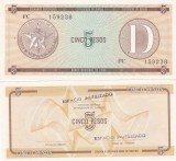 Cuba 5 Pesos Exchange Cerificate Seria D UNC