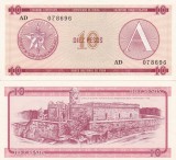 Bancnota Cuba 10 Pesos Exchange Certificate Seria A UNC