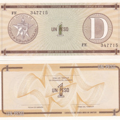 Cuba 1 Peso Exchange Cerificate Seria D UNC
