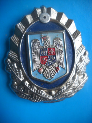 HOPCT ROMANIA INSIGNA MILITARA CUC/EMBLEMA MINIST INTERNE-GIGANTICA-RARA D=60 MM foto