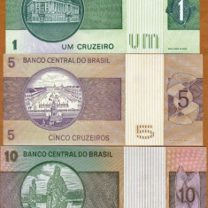 SV * Brazilia LOT 1 - 5 - 10 CRUZEIROS 1972 / 1980 + / - UNC