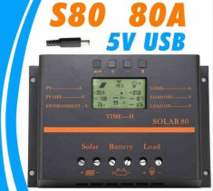 Controller/Regulator SOLAR 80A LCD USB Panouri fotovoltaice foto