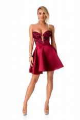 Rochie BBY scurta bordo cu broderie la bust foto