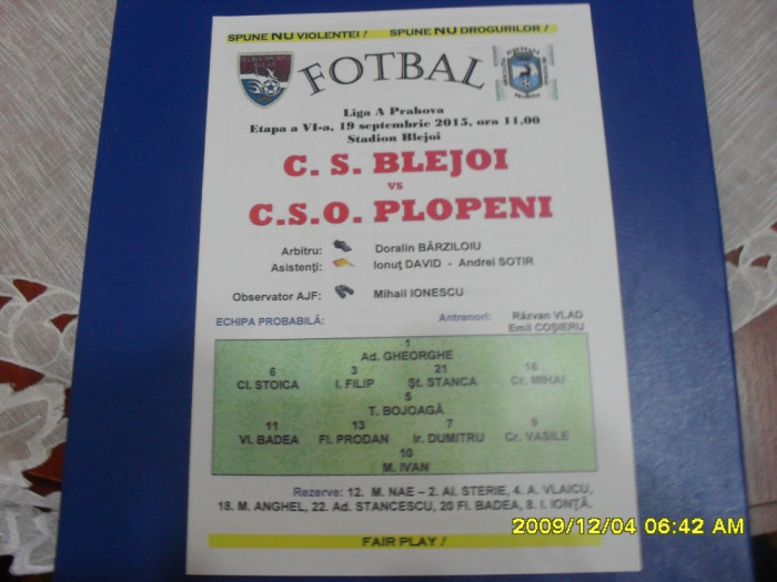 program CS Blejoi - CSO Plopeni