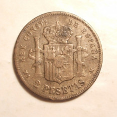 SPANIA 2 PESETAS 1884 / FALS DE EPOCA / RAR