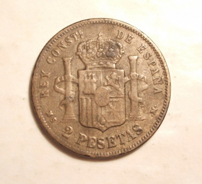 SPANIA 2 PESETAS 1884 / FALS DE EPOCA / RAR foto