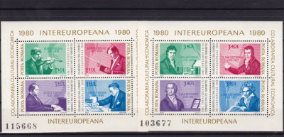 ROMANIA 1980 LP 1010 COLABORAREA CULTURAL-ECONOMICA INTEREUROPEANA BLOCURI MNH foto